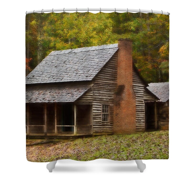 Tennessee Shower Curtain featuring the photograph Cades Cove Cabin by Jonas Wingfield