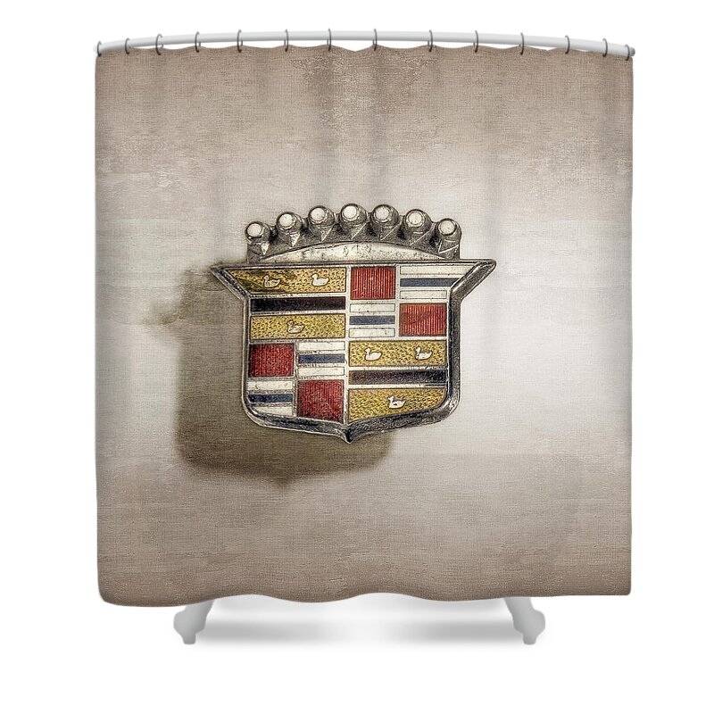 Antique Toy Shower Curtain featuring the photograph Cadillac Badge by YoPedro