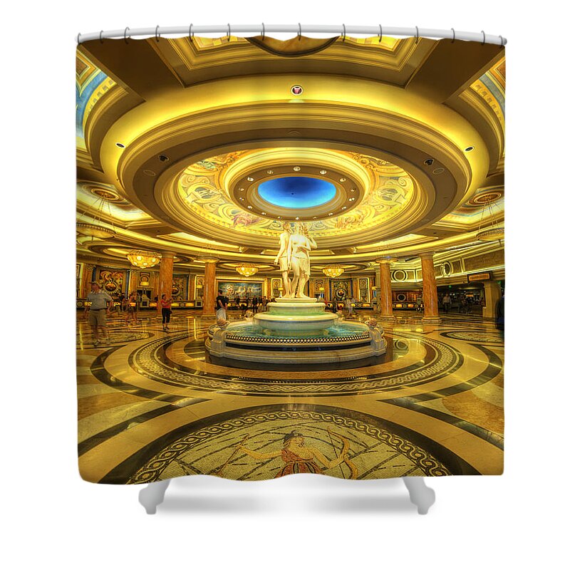 Art Shower Curtain featuring the photograph Caesar's Grand Lobby by Yhun Suarez