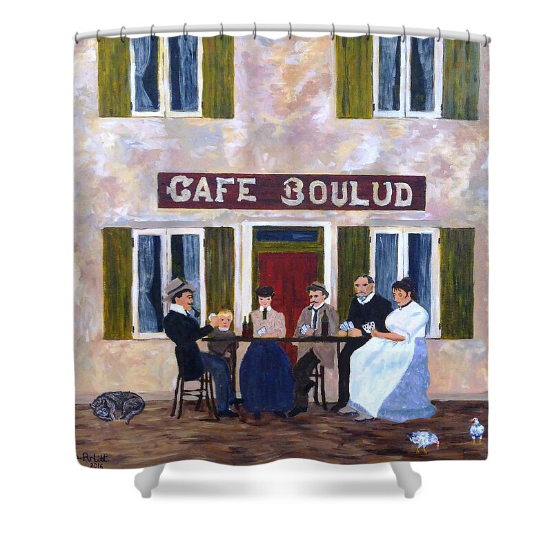 Cafe Shower Curtain featuring the painting Cafe Boulud by Diane Arlitt