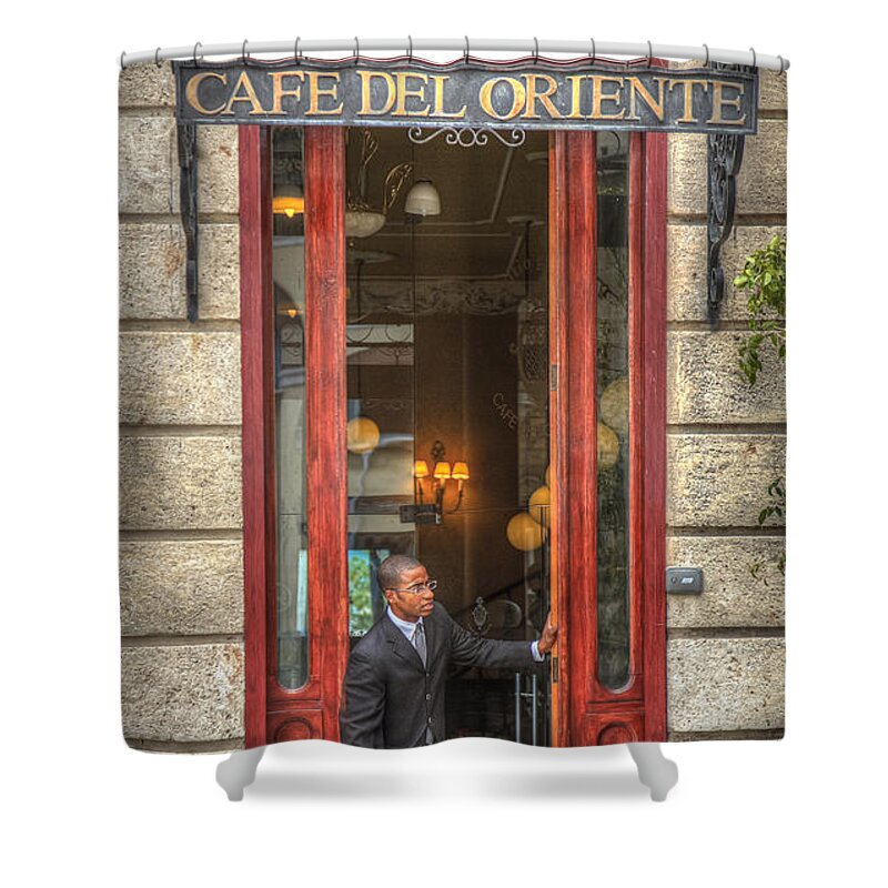 Tranquility Shower Curtain featuring the photograph Cafe Del Oriente by Craig J Satterlee