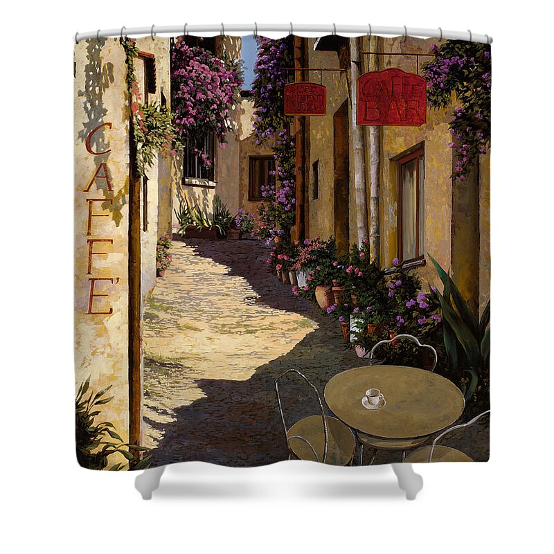 Caffe Shower Curtain featuring the painting Cafe Piccolo by Guido Borelli