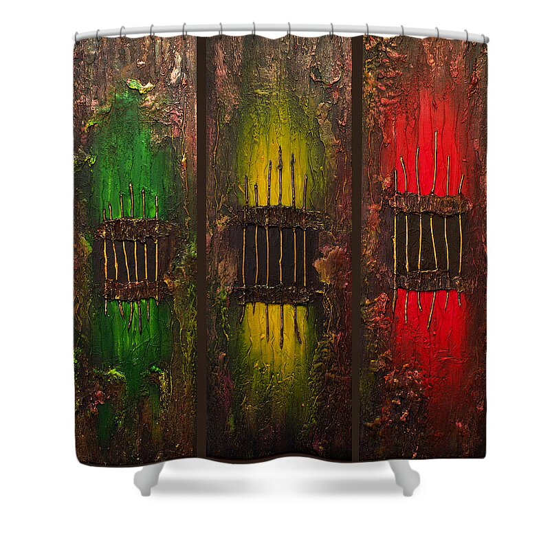  Caged Shower Curtain featuring the painting Caged Abstract by Patricia Lintner