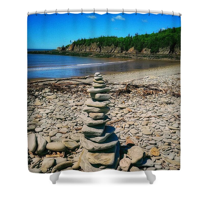 Cairn Shower Curtain featuring the photograph Cairn in Eastern Canada by Mary Capriole