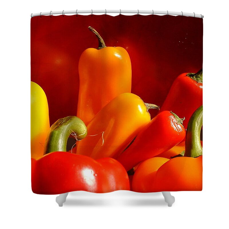 Peppers Shower Curtain featuring the photograph Caliente2 by Thomas Pipia
