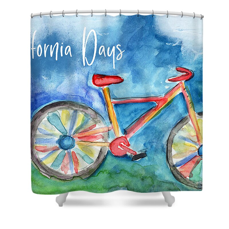 Bike Shower Curtain featuring the painting California Days - Art by Linda Woods by Linda Woods