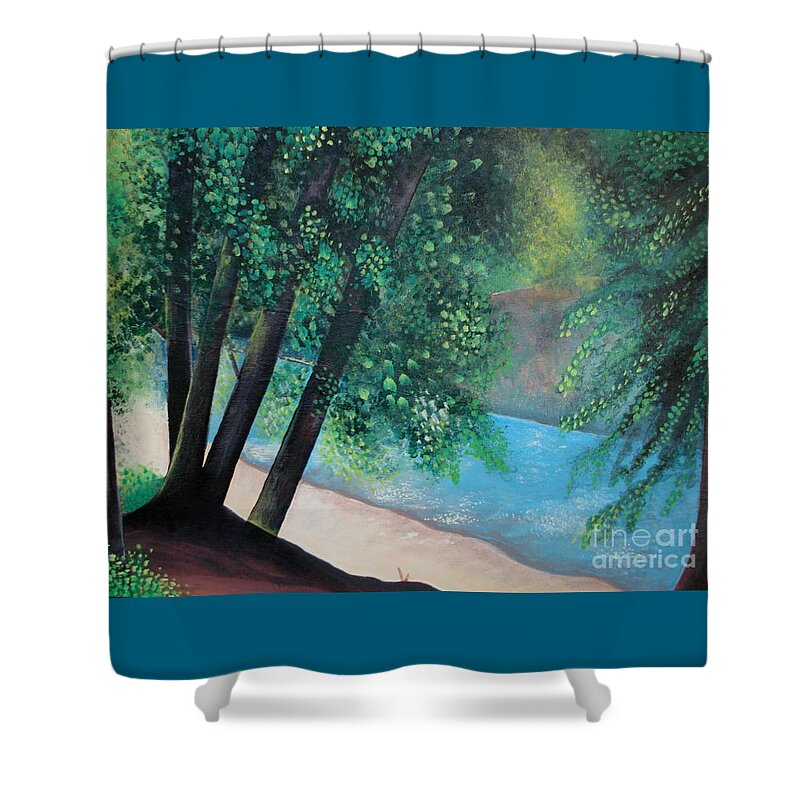 Landscape Shower Curtain featuring the painting California Magic by Helena Tiainen