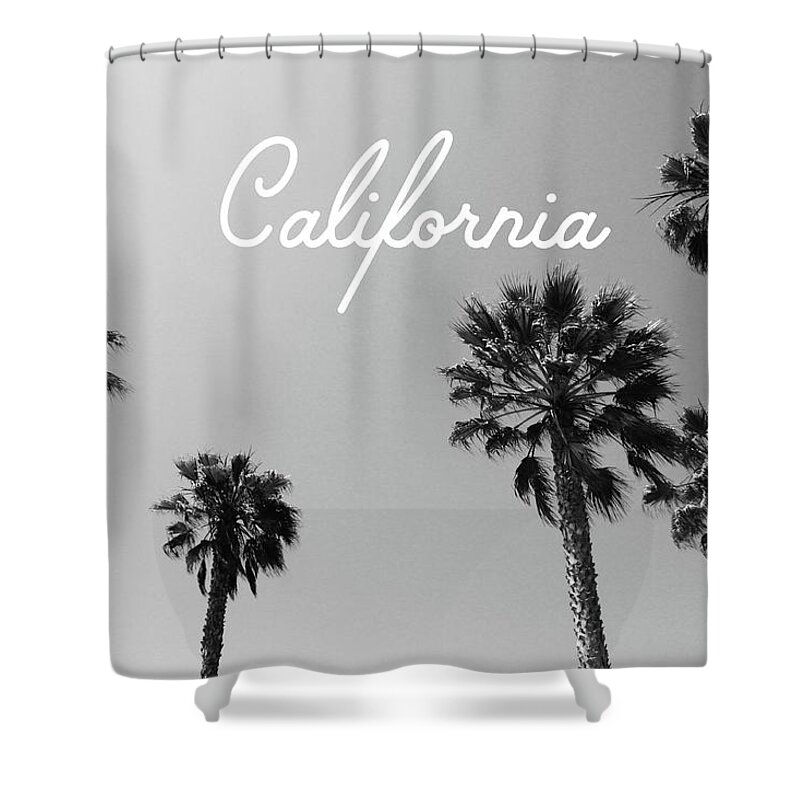 California Shower Curtain featuring the mixed media California Palm Trees by Linda Woods by Linda Woods