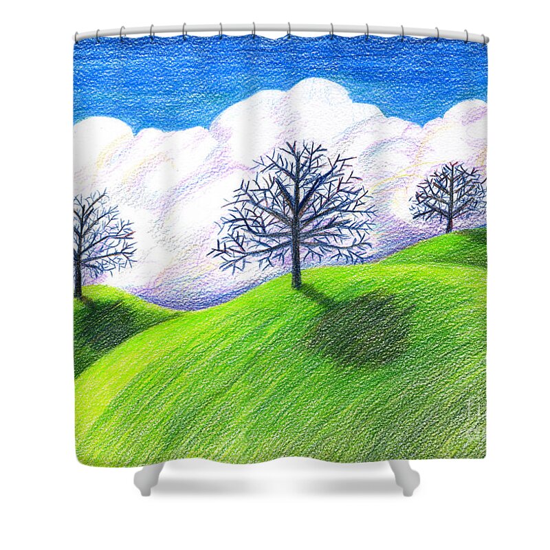 Artoffoxvox Shower Curtain featuring the drawing California Spring Drawing by Kristen Fox