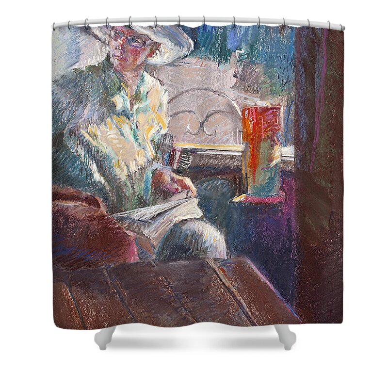 Calistoga Shower Curtain featuring the pastel Calistoga Morning by Ellen Dreibelbis