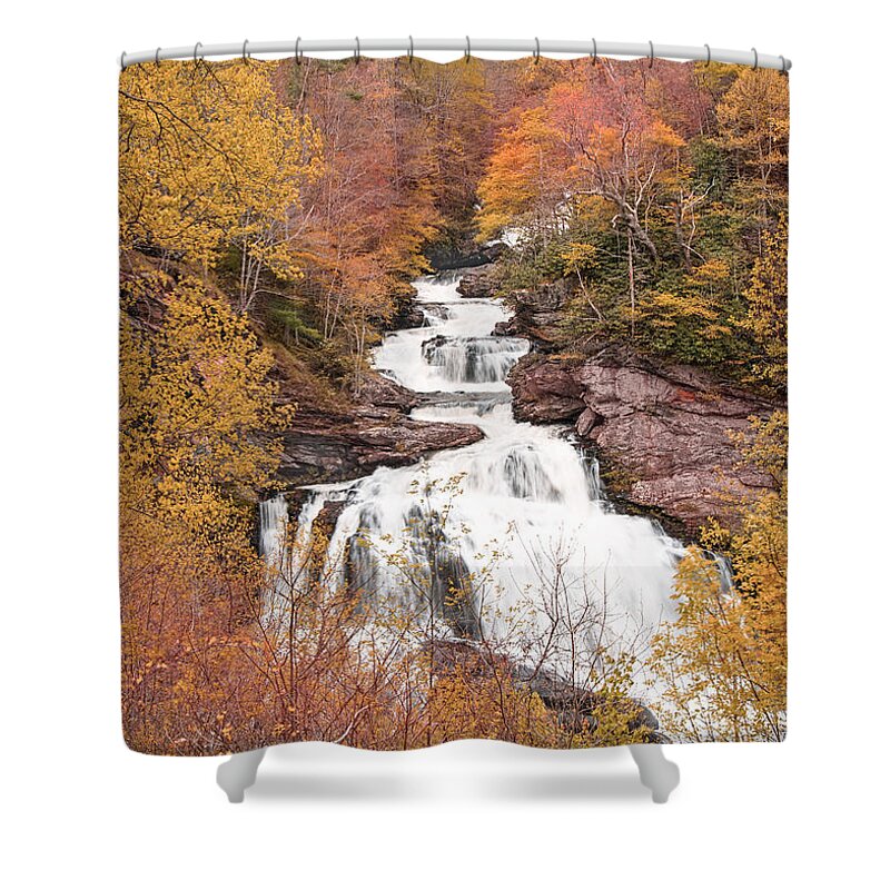 Pennysprints Shower Curtain featuring the photograph Callasaja Falls- North Carolina 2 by Penny Lisowski