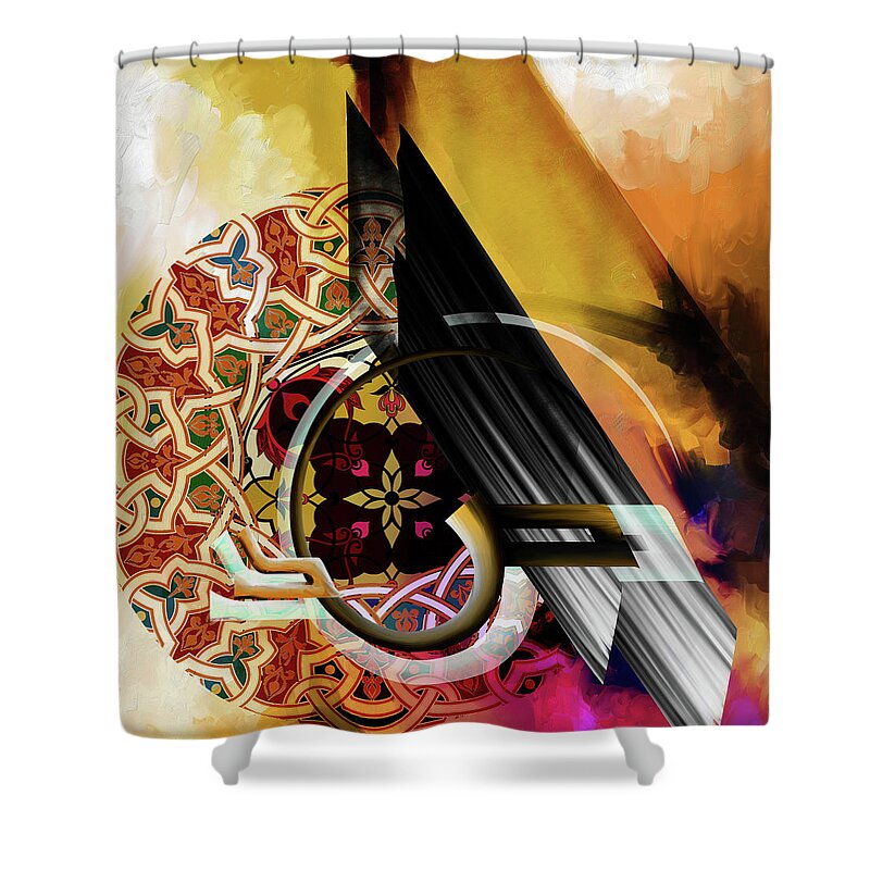 Abstract Shower Curtain featuring the painting Calligraphy 103 1 1 by Mawra Tahreem