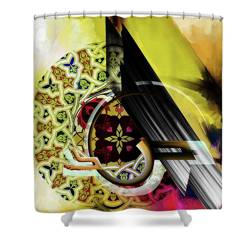 Abstract Shower Curtain featuring the painting Calligraphy 103 2 1 by Mawra Tahreem