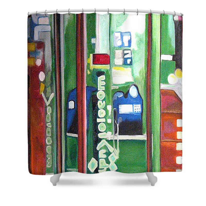Abstract Shower Curtain featuring the painting Calling Dam by Patricia Arroyo
