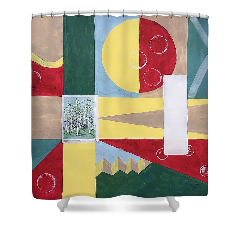 Abstract Shower Curtain featuring the painting Calm and Chaos by Christine Lathrop