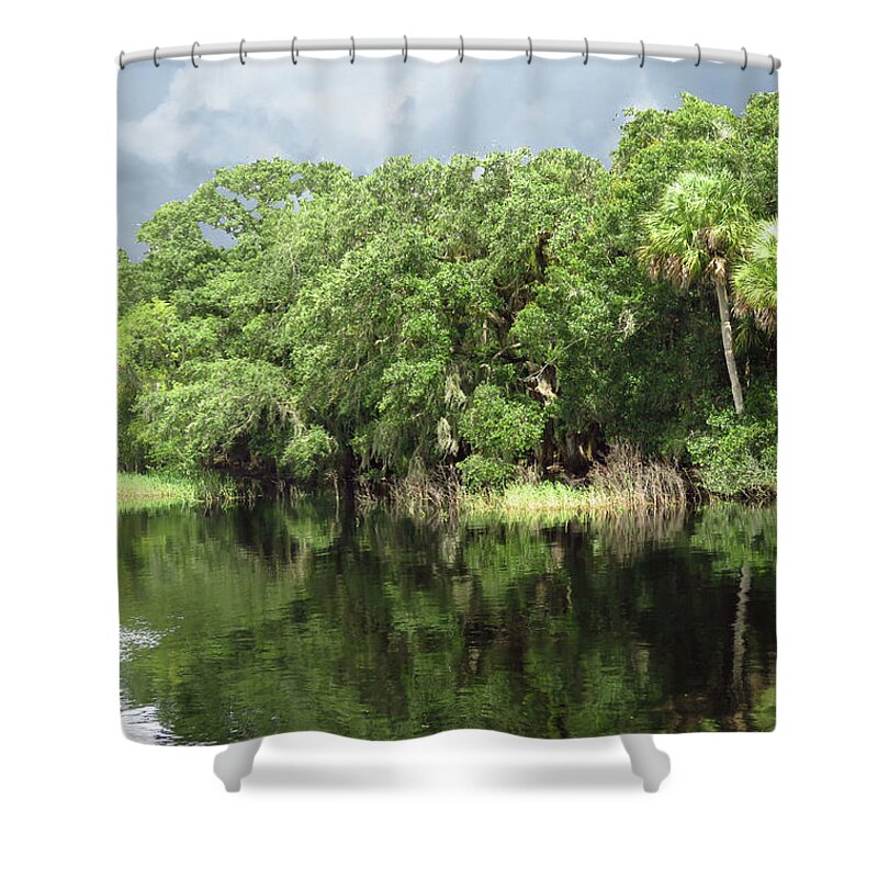 River Shower Curtain featuring the photograph Calm River Reflections by Rosalie Scanlon