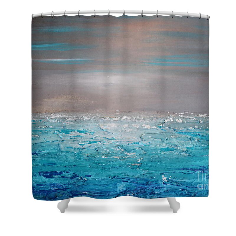 Gray Shower Curtain featuring the painting Calm water by Preethi Mathialagan