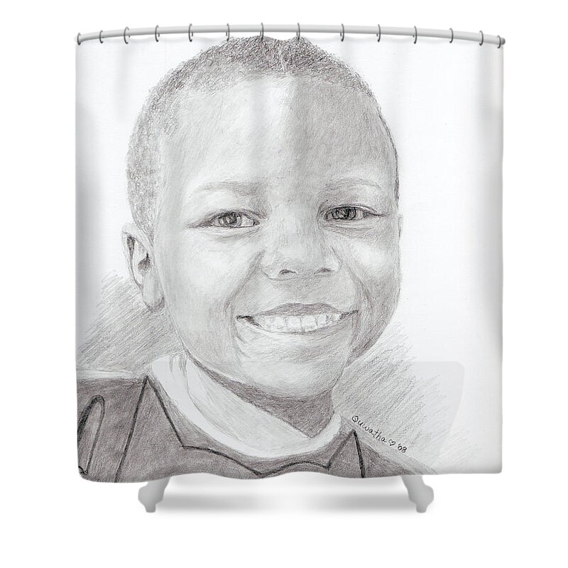 Cameron Shower Curtain featuring the drawing Cameron by Quwatha Valentine