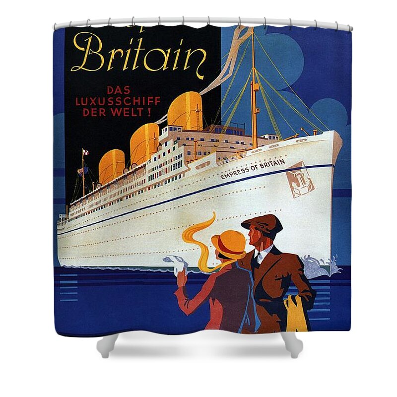 Canadian Pacific Shower Curtain featuring the mixed media Canadian Pacific - Hamburg-Berlin - Empress Of Britain - Retro travel Poster - Vintage Poster by Studio Grafiikka