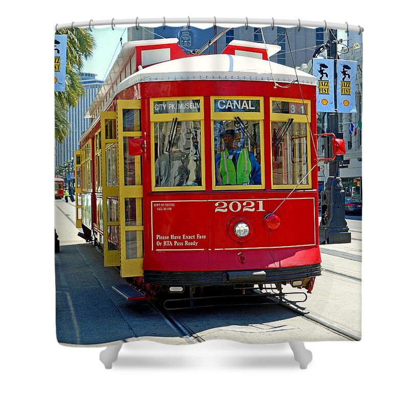 Canal Shower Curtain featuring the photograph Canal Street Cable Car by Robert Meyers-Lussier
