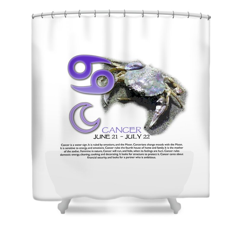 Cancer Shower Curtain featuring the digital art Cancer Sun Sign by Shelley Overton