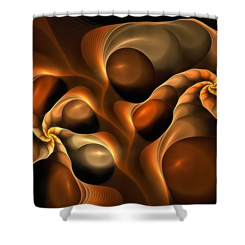 Candy Series Shower Curtain featuring the digital art Candied Caramel Twists by Doug Morgan