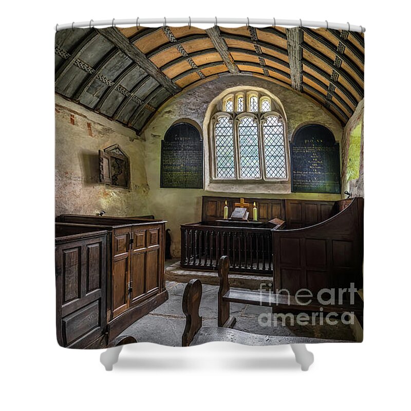 Church Shower Curtain featuring the photograph Candles In Old Church by Adrian Evans
