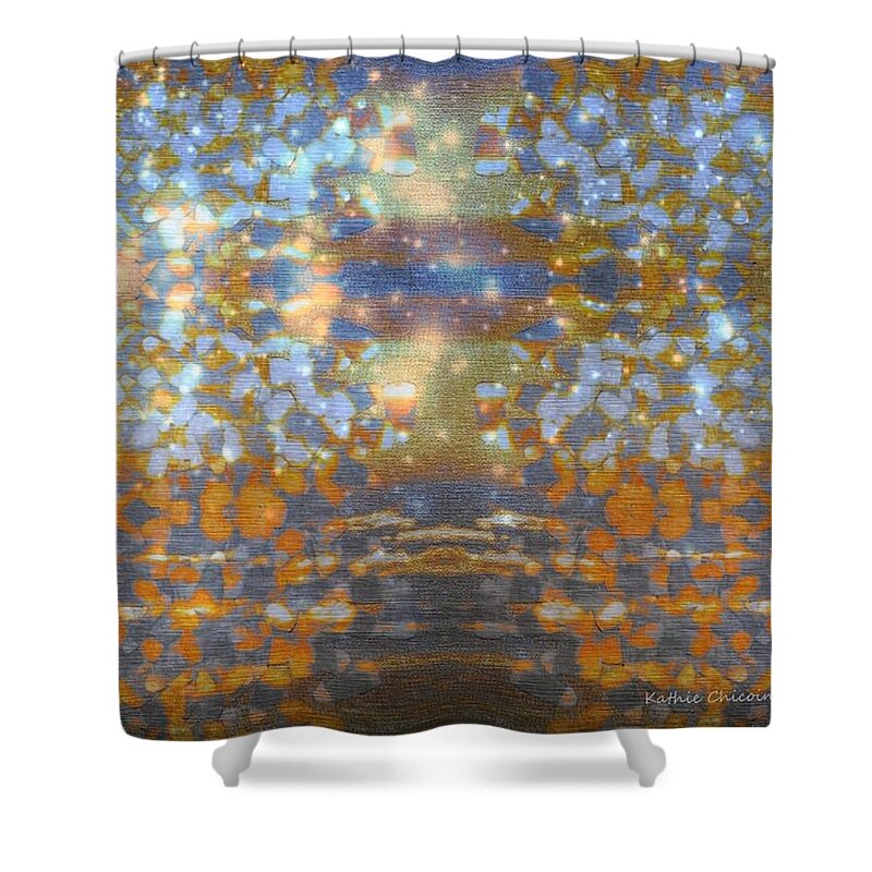 Photographic Art Shower Curtain featuring the photograph Candy Corn Sky by Kathie Chicoine
