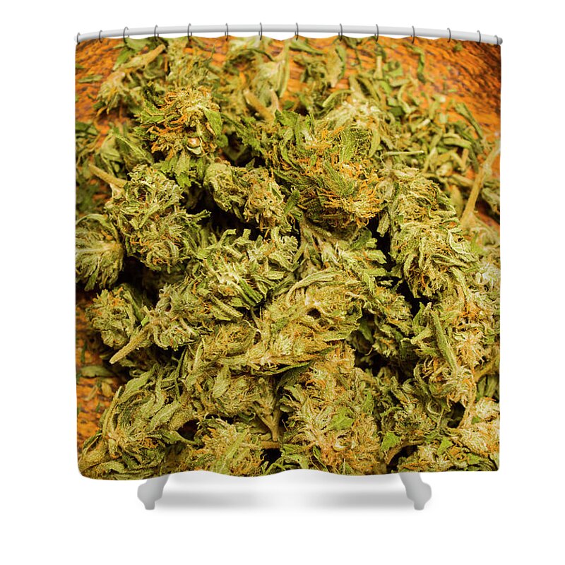 Bud Shower Curtain featuring the photograph Cannabis bowl by Jorgo Photography