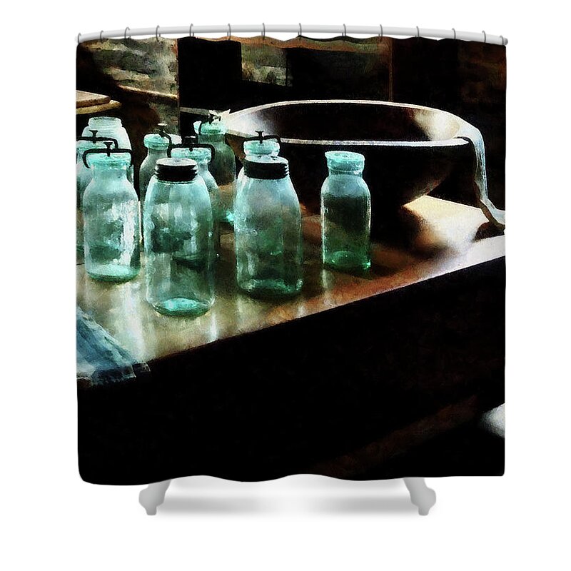 Canning Jars Shower Curtain featuring the photograph Canning Jars by Susan Savad