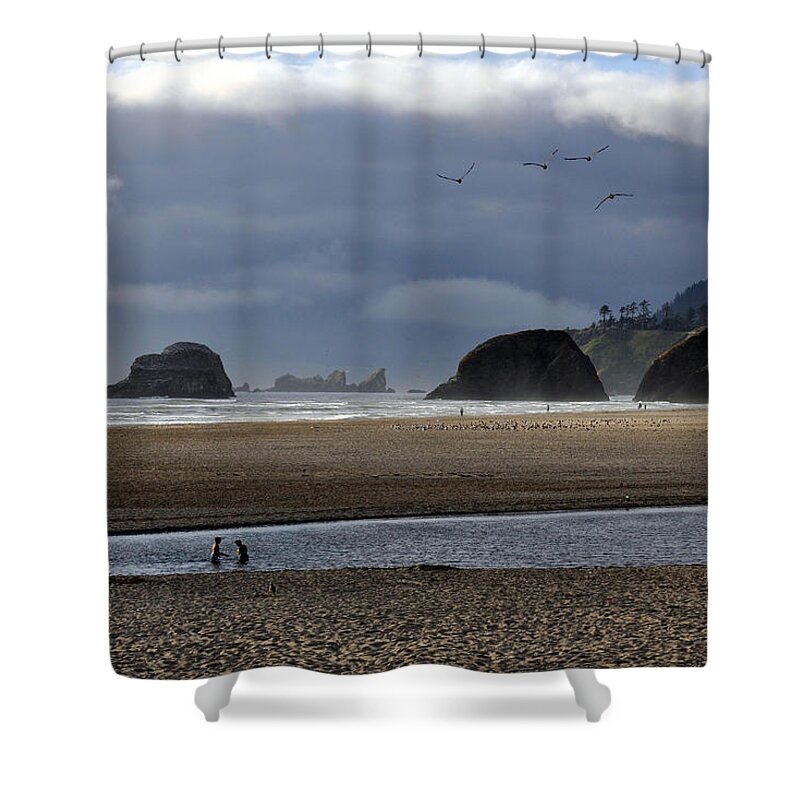 Seascape Shower Curtain featuring the photograph Cannon Beach Light by Emerita Wheeling