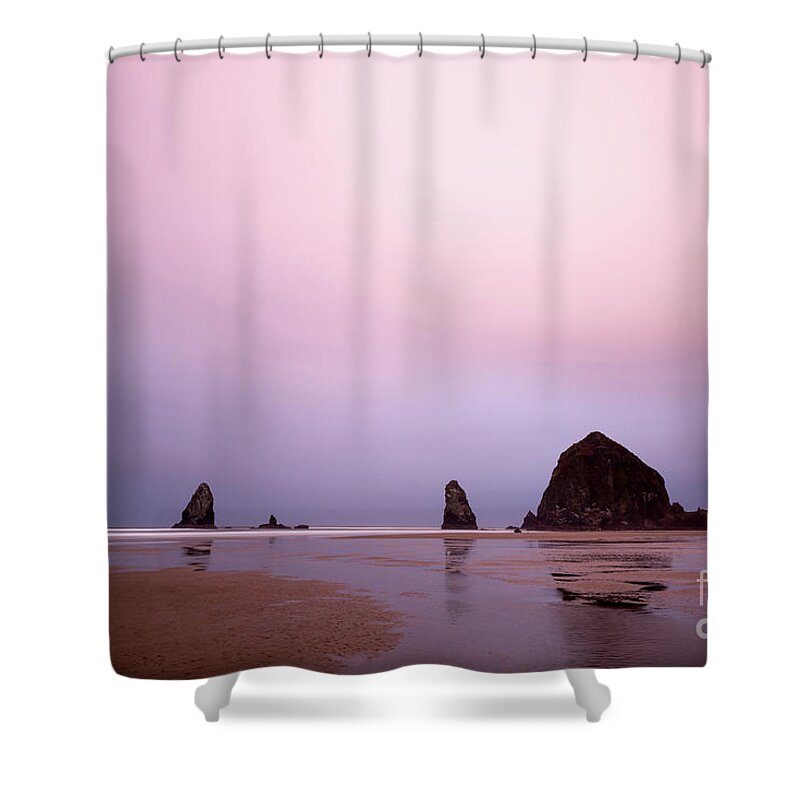 Nature Shower Curtain featuring the photograph Cannon beach in the early morning blue light by Paul Quinn