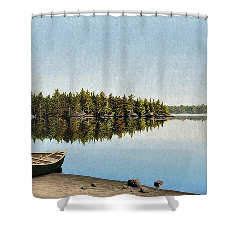 Canoe Shower Curtain featuring the painting Canoe The Massassauga by Kenneth M Kirsch