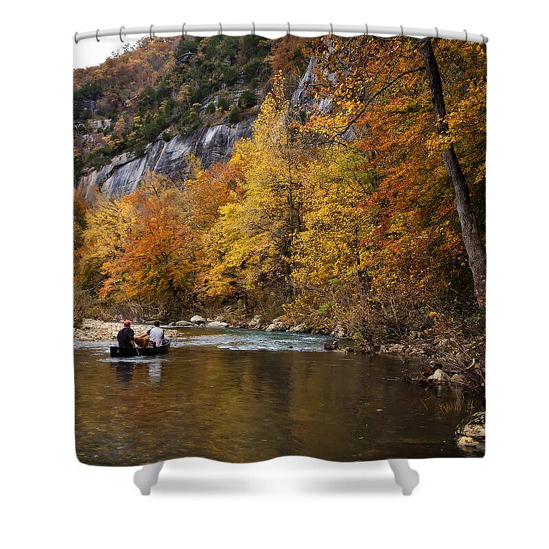 Fall Color Shower Curtain featuring the photograph Canoeing the Buffalo River at Steel Creek by Michael Dougherty