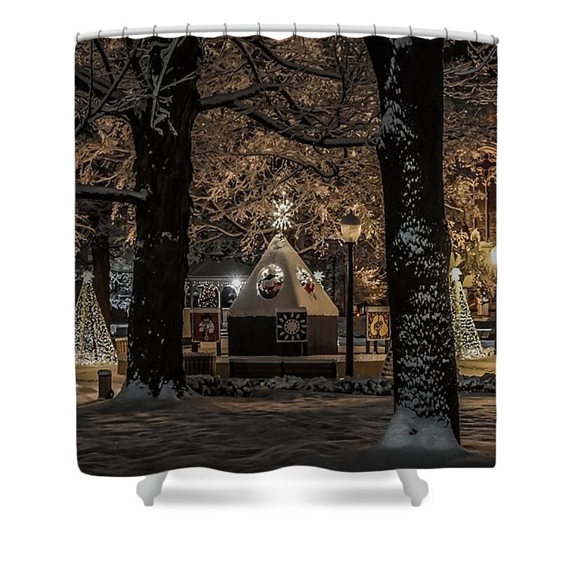  Shower Curtain featuring the photograph Canopy of Christmas Lights by Kendall McKernon