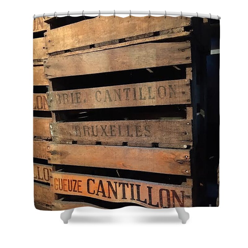 Cantillon Shower Curtain featuring the photograph Cantillon Crates by Evan N