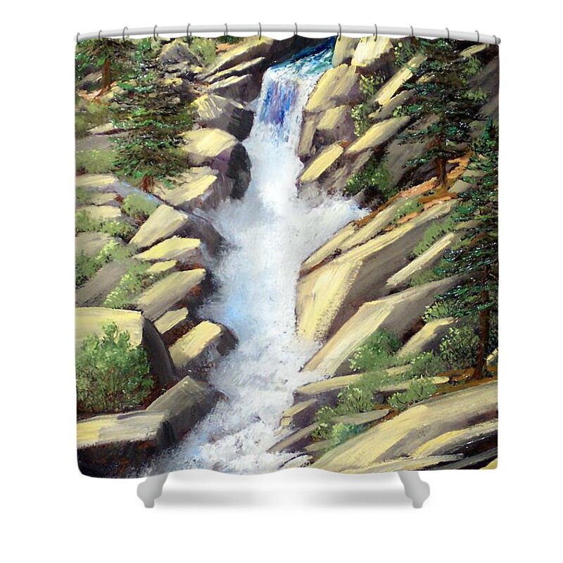 Landscape Shower Curtain featuring the painting Canyon Falls by Frank Wilson