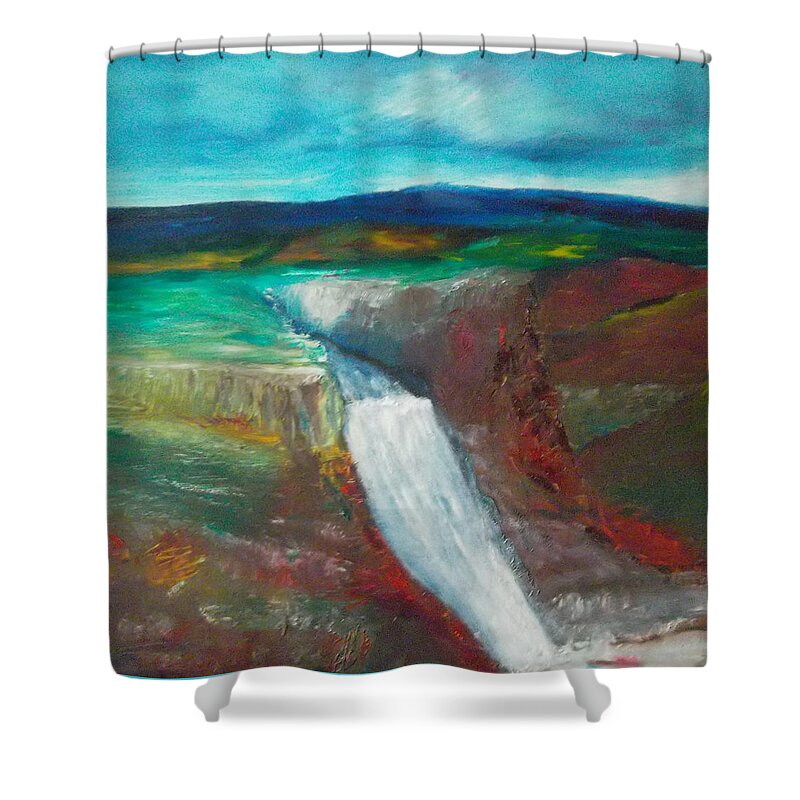 Abstract Shower Curtain featuring the painting Canyon Falls by Susan Esbensen
