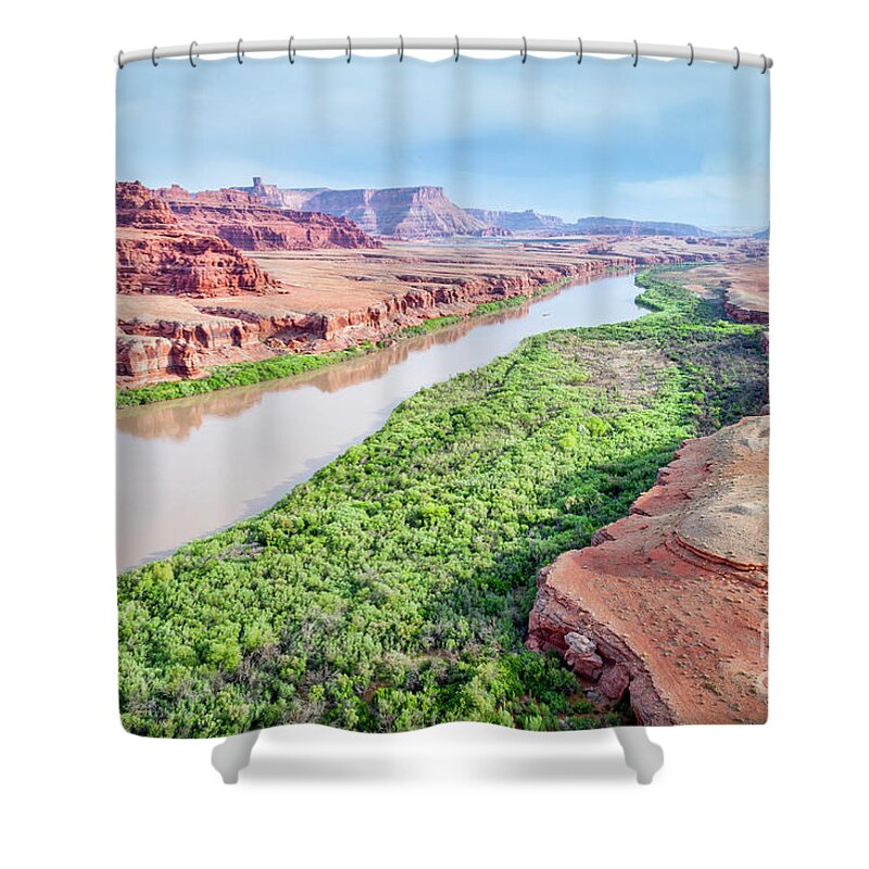 Colorado River Shower Curtain featuring the photograph Canyon of Colorado River in Utah aerial view by Marek Uliasz