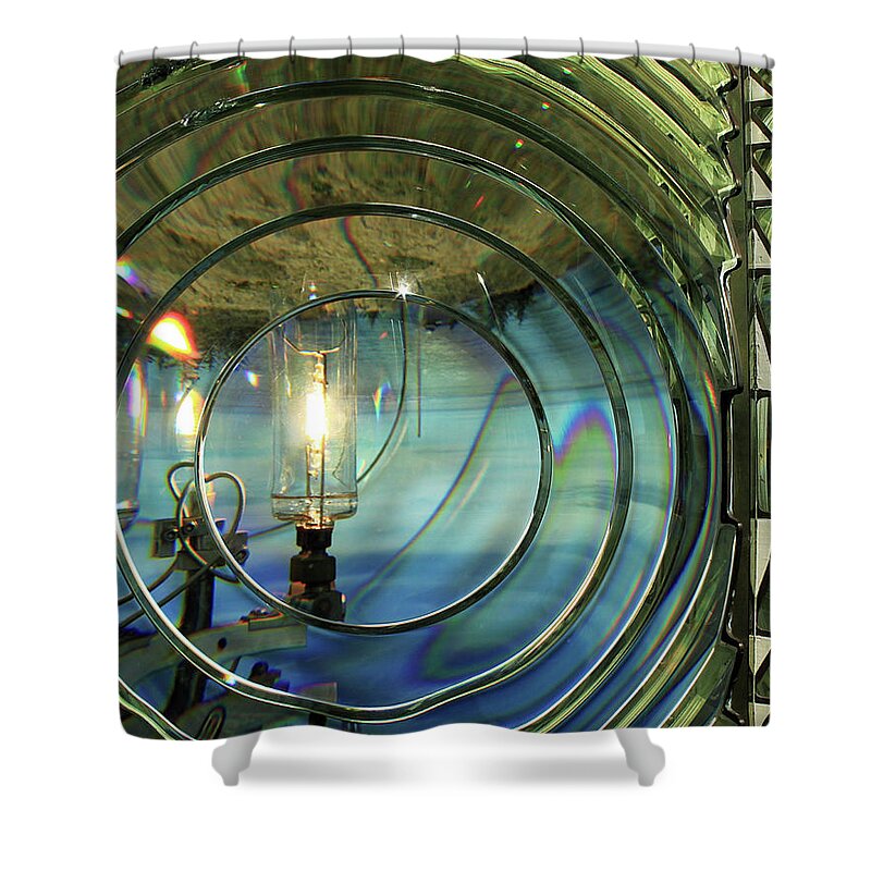 Lighthouse Shower Curtain featuring the photograph Cape Blanco Lighthouse Lens by James Eddy