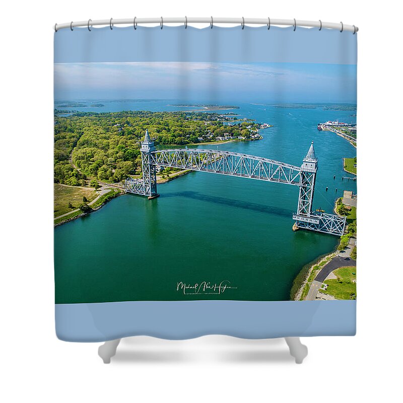 Cape Cod Shower Curtain featuring the photograph Cape Cod Canal Railroad by Veterans Aerial Media LLC