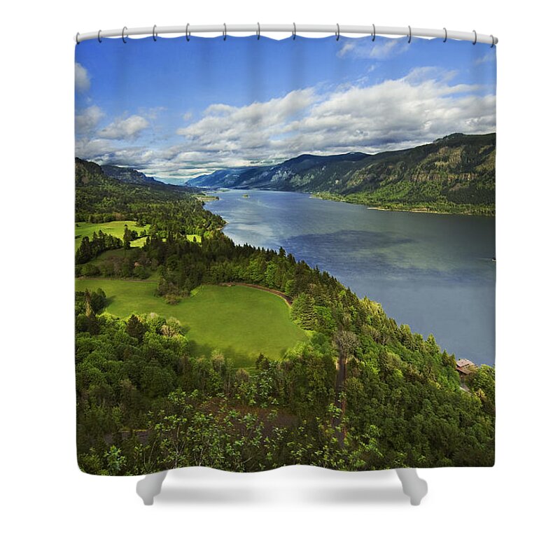 River Shower Curtain featuring the photograph Spring time view of the Columbia gorge from Cape Horn by John Christopher