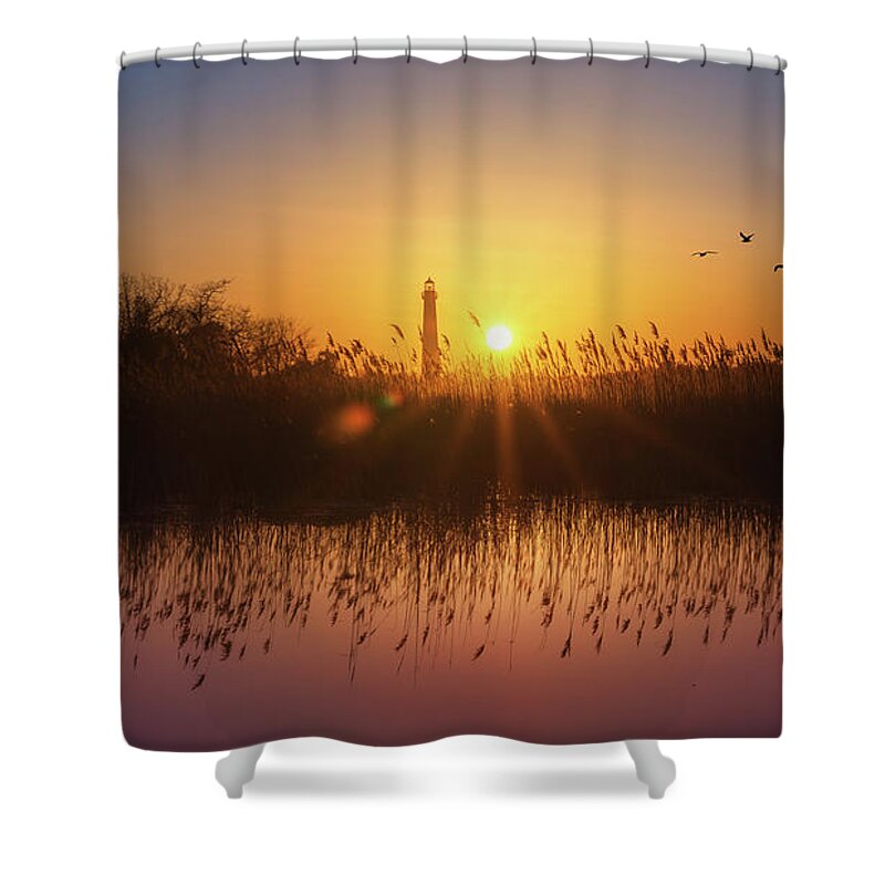 Cape May Shower Curtain featuring the photograph Cape May Light Panorama by Michael Ver Sprill