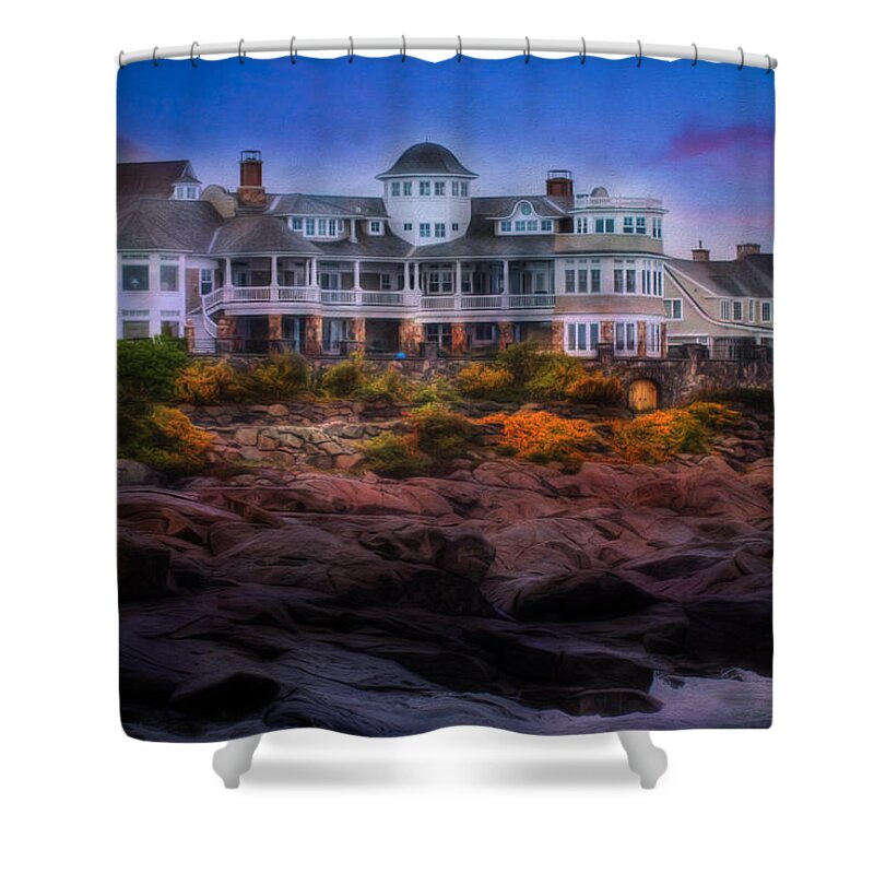 Sunrise Shower Curtain featuring the photograph Cape Neddick Maine Scenic Vista by Shelley Neff