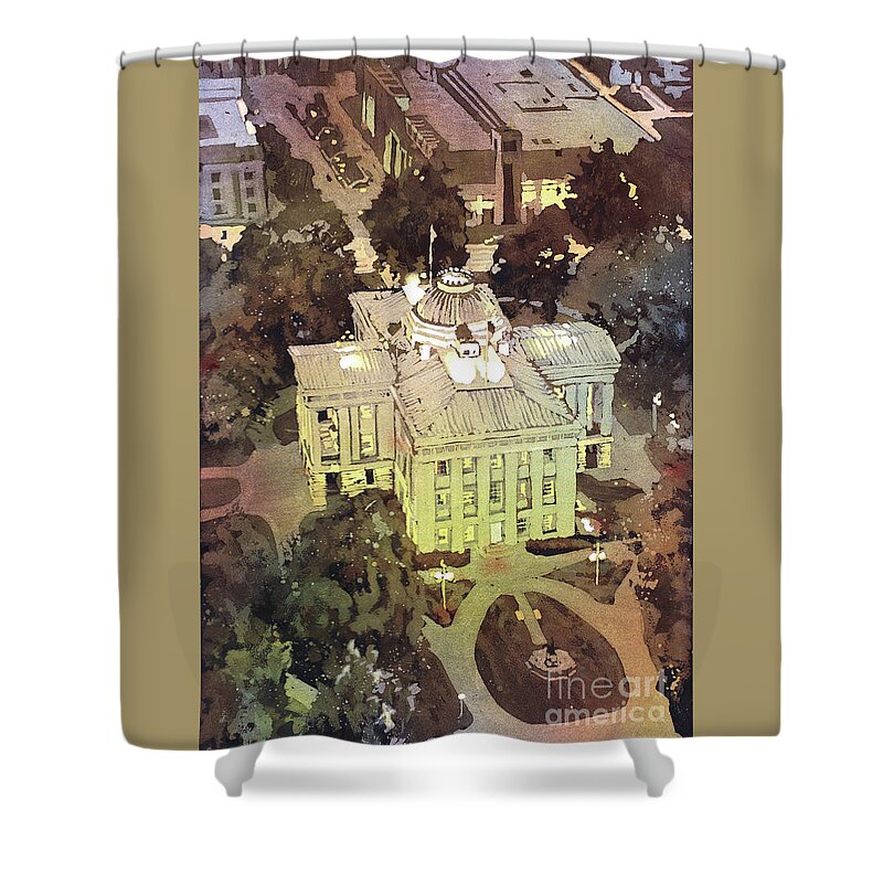 Fine Art Painting Shower Curtain featuring the painting Capitol of Stupid- Raleigh, NC by Ryan Fox