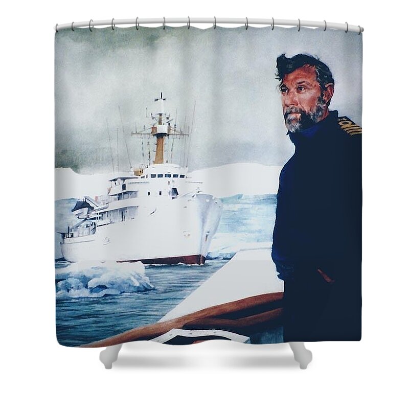 Sas Protea Shower Curtain featuring the painting Capt Derek Law by Tim Johnson