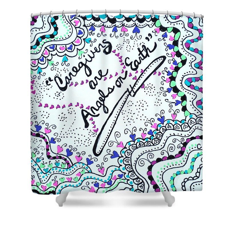 Caregiver Shower Curtain featuring the drawing Care Angel by Carole Brecht