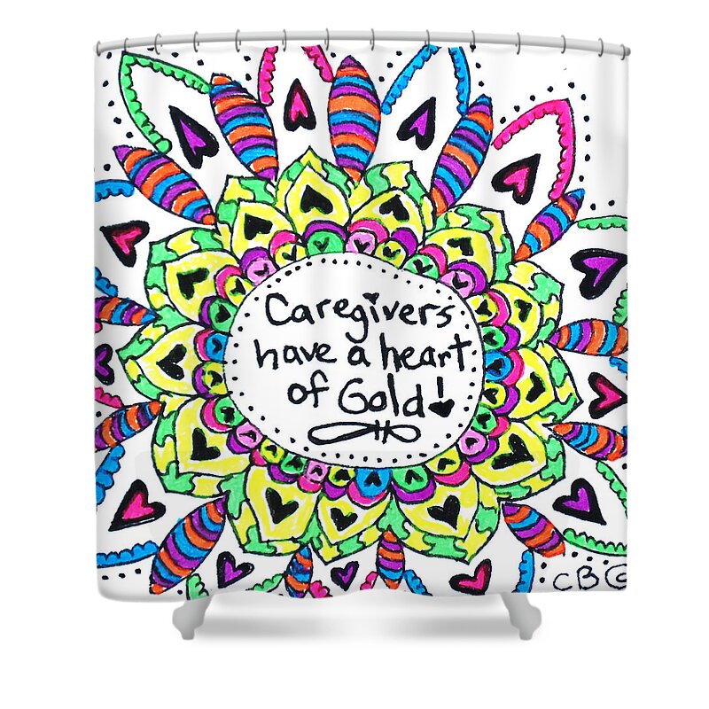 Caregiver Shower Curtain featuring the drawing Caregiver Flower by Carole Brecht