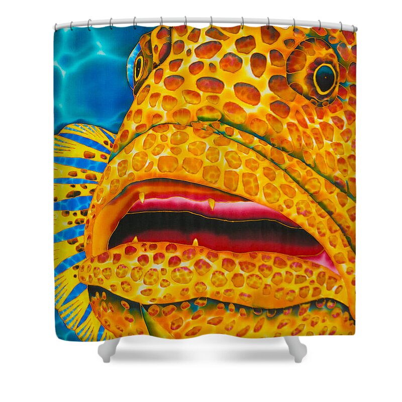 Tiger Grouper Shower Curtain featuring the painting Caribbean Tiger Grouper by Daniel Jean-Baptiste