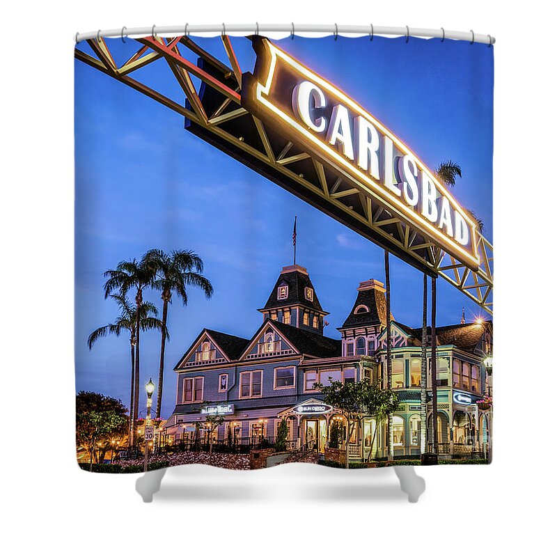 Carlsbad Shower Curtain featuring the photograph Carlsbad Welcome Sign by David Levin